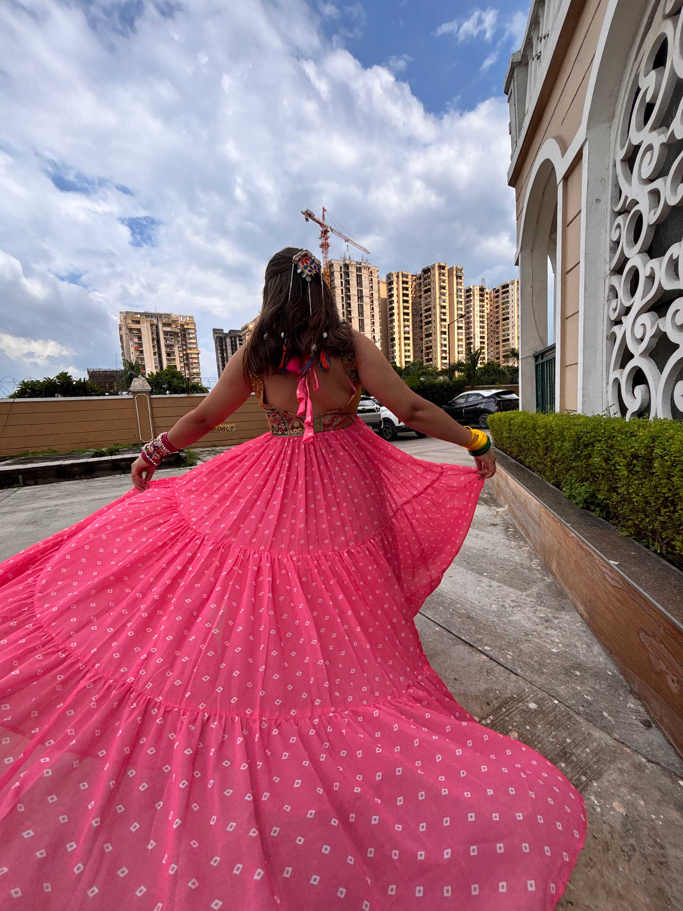 Light PInk Bandhini Maxi Dress
